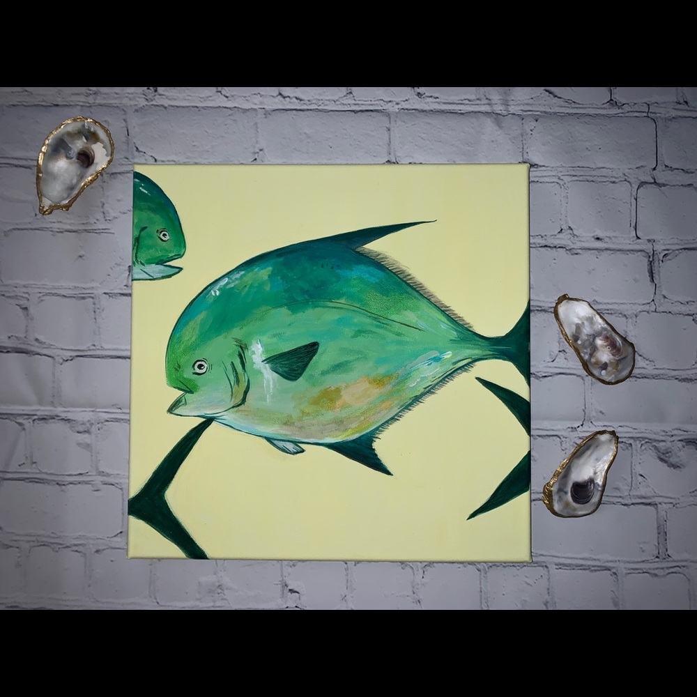 Butterfish Acrylic Painting on 12 x 12 Canvas - Picture 5 of 5